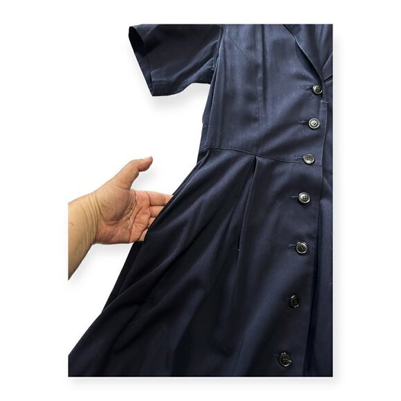 Vintage AT/Atsuro Tayama Blue A line Short Sleeve Midi Dress, From 90s, One Size - Picture 10 of 15